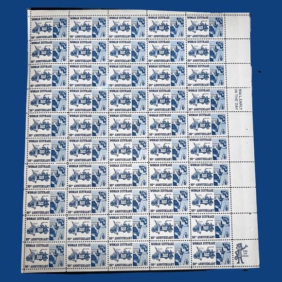 MNH 1970 Woman Suffrage Sheet of 50 6 Cent  Stamps Scott #1406 - Picture 2 of 3
